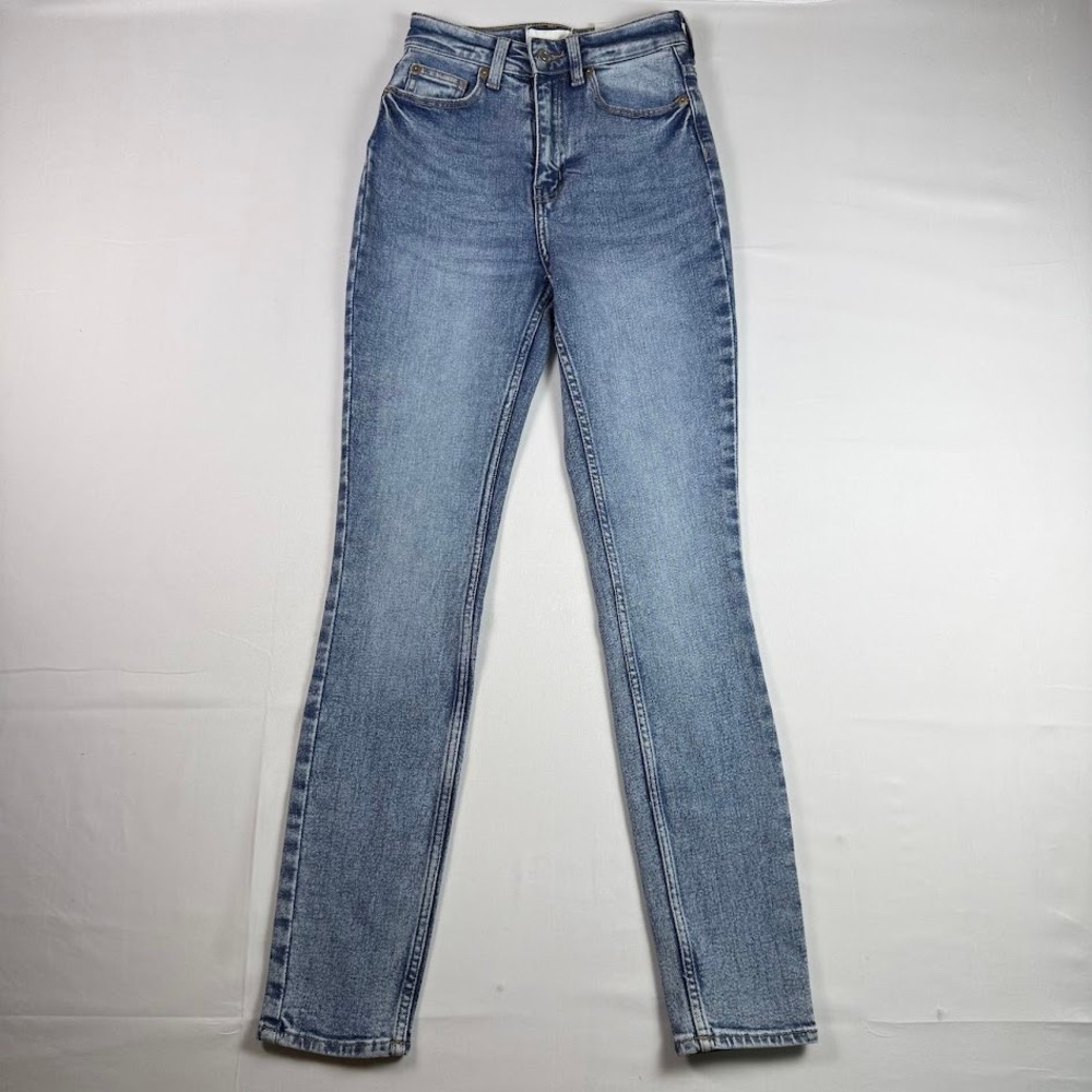 NWT HM Womens Skinny High Waist Jeans Light Blue Wash Stretch Denim Size 2 Long